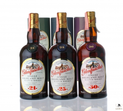 Glenfarclas x3  21 25 30 years old